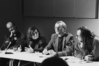 Abschlussdiskussion: von lks. nach rechts: Gerhard Johann Lischka, Jean-Luc Evard, Lucy Hillebrand, Jochen Lingnau, Florian Rötzer, (Berlin am 30.09.1989)