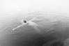 Der dargestellte Schwimmer scheint sich mit zunehmend längeren Belichtungszeiten im Wasser aufzulösen. Bildreihe: Stephan Bohle